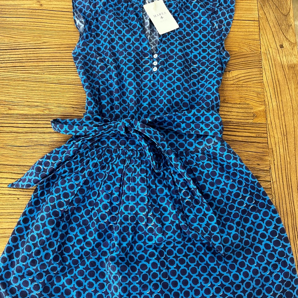 Blue Patterned Mini Dress NWT - image 1